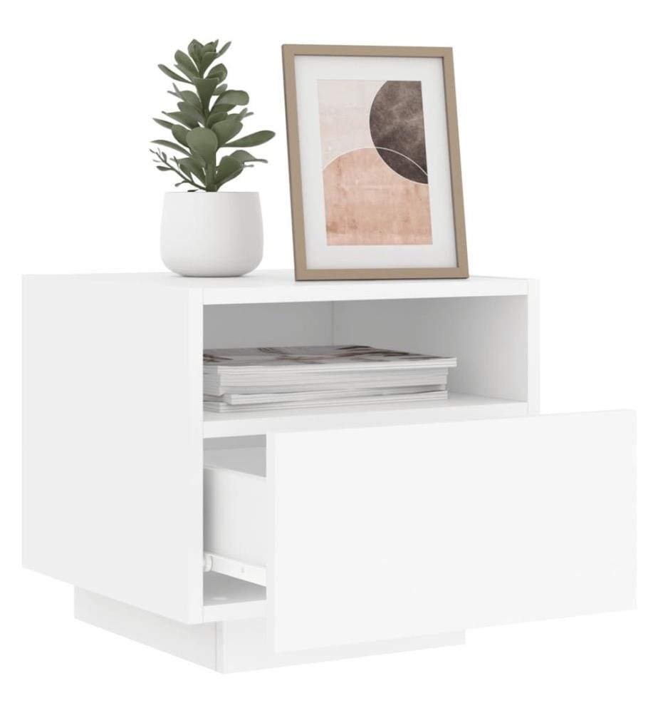 Nachttische mit LED-Leuchten 2 Stk. Weiss 40x39x37 cm
