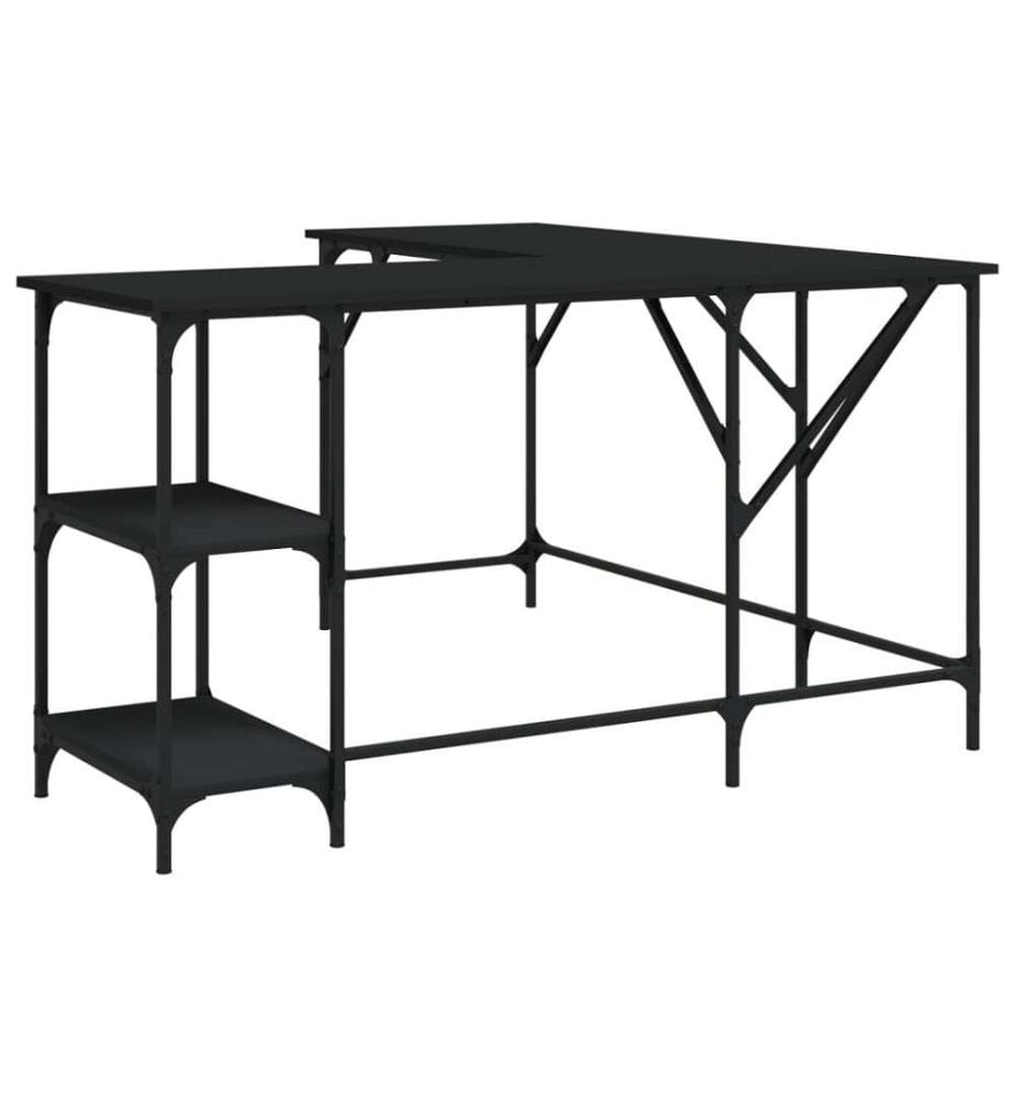 Bureau noir 139x139x75 cm bois d'ingénierie