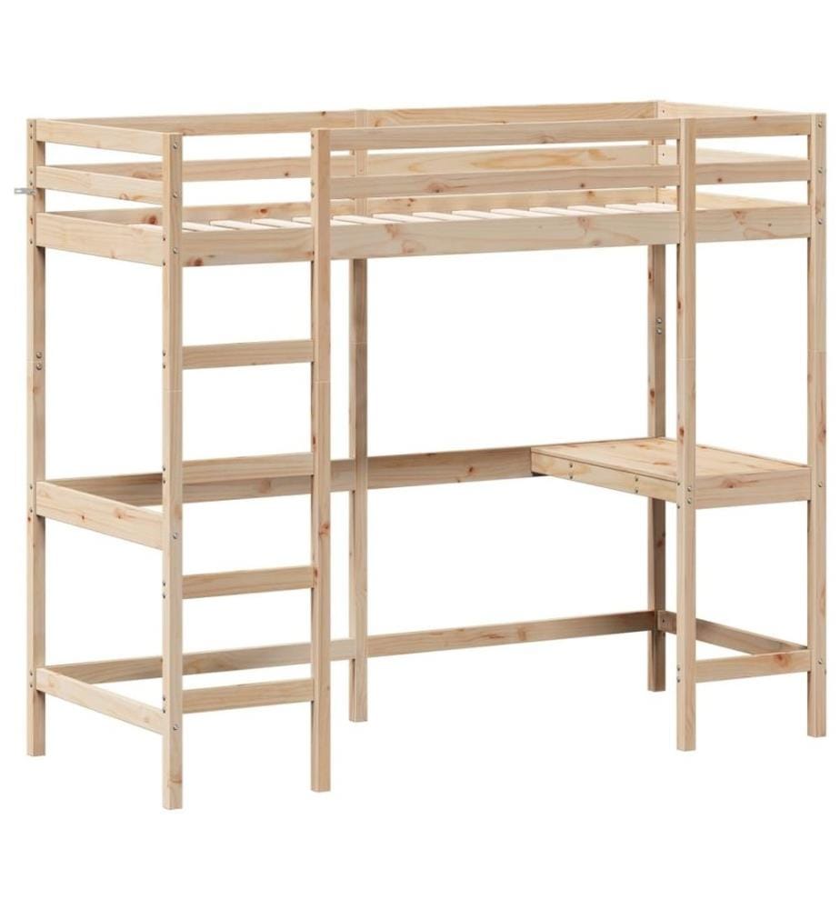 Hochbett mit Schreibtisch 80x200 cm Massivholz Kiefer