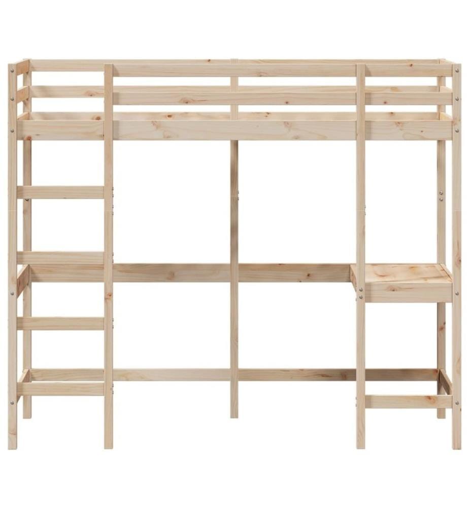 Hochbett mit Schreibtisch 80x200 cm Massivholz Kiefer