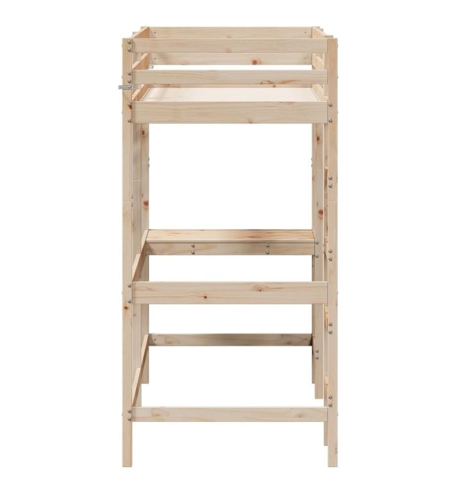 Hochbett mit Schreibtisch 80x200 cm Massivholz Kiefer