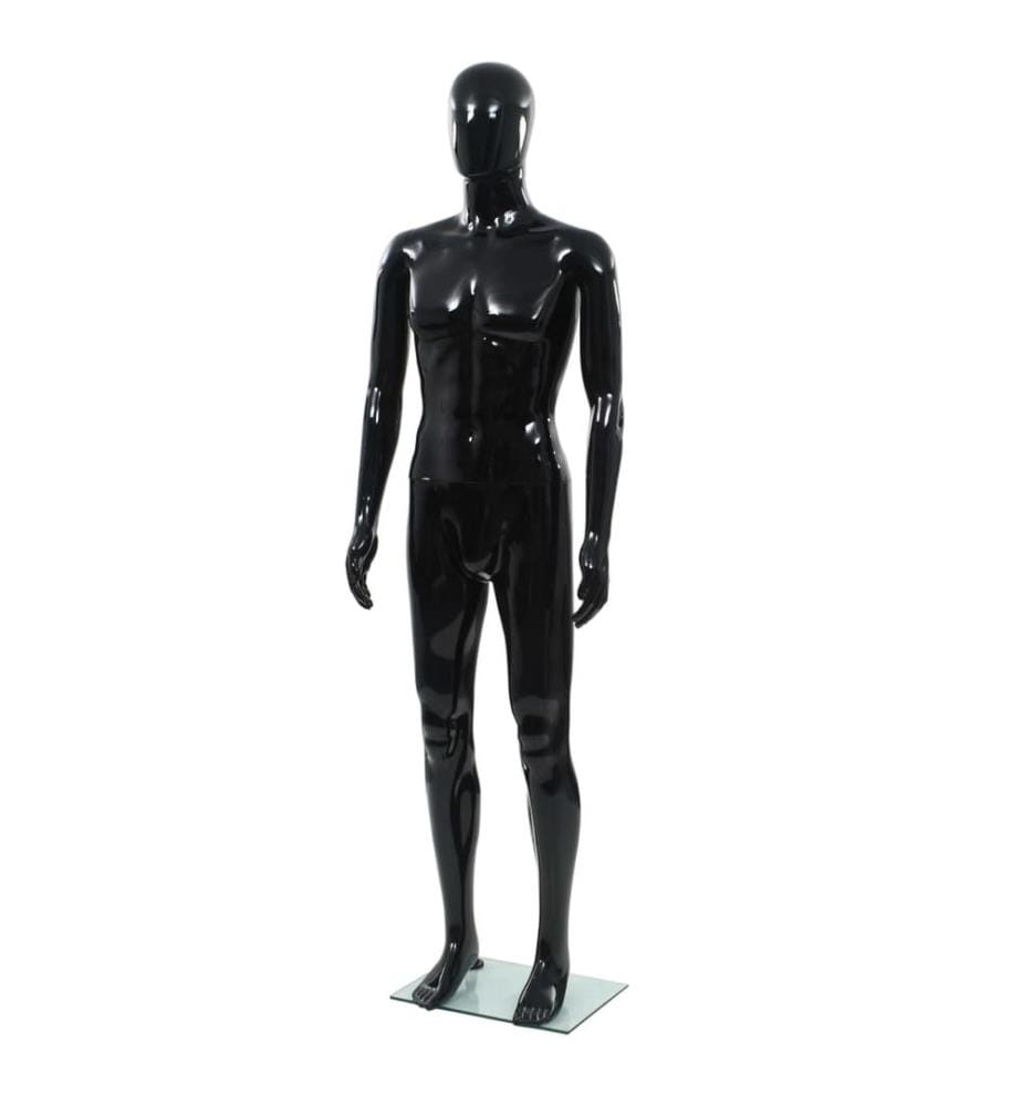 Männliche Schaufensterpuppe mit Glassockel Schwarz 185 cm
