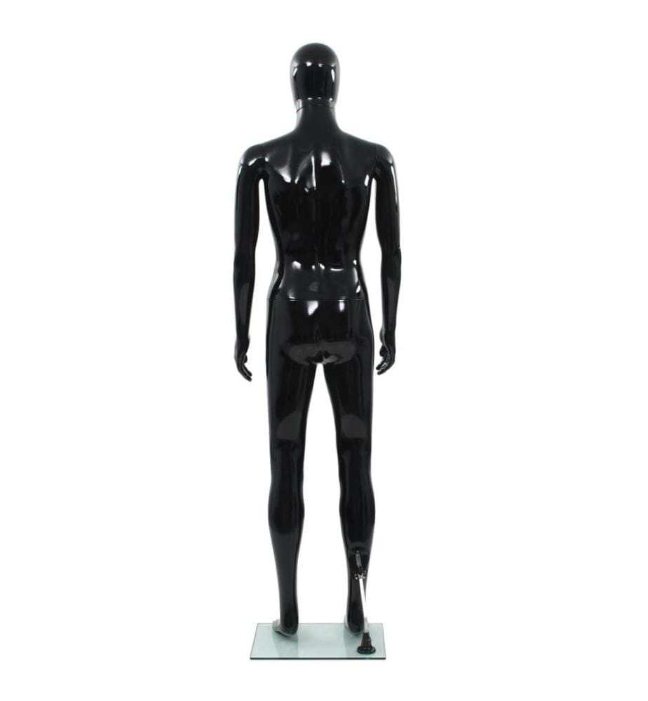 Männliche Schaufensterpuppe mit Glassockel Schwarz 185 cm