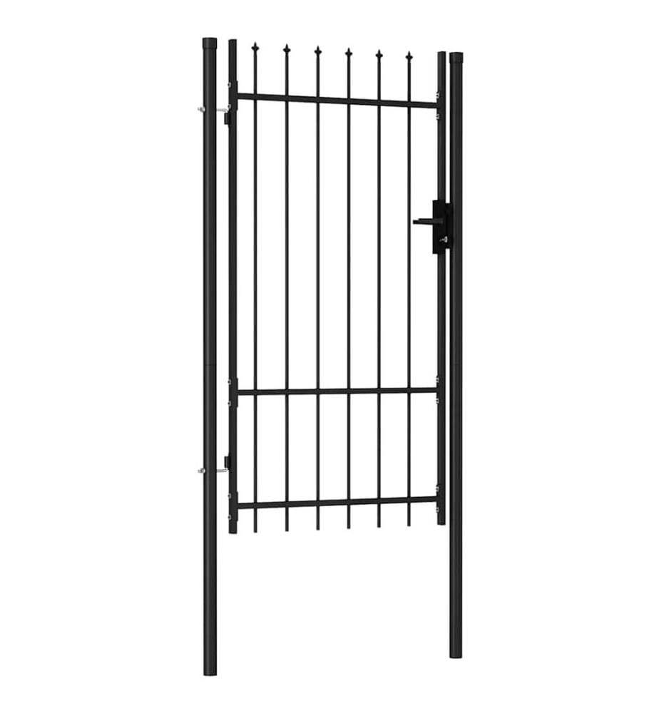 Portillon simple porte avec dessus à pointe Acier 1x1,75 m Noir