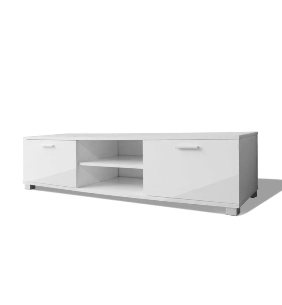 Meuble TV Blanc brillant 140x40,5x35 cm