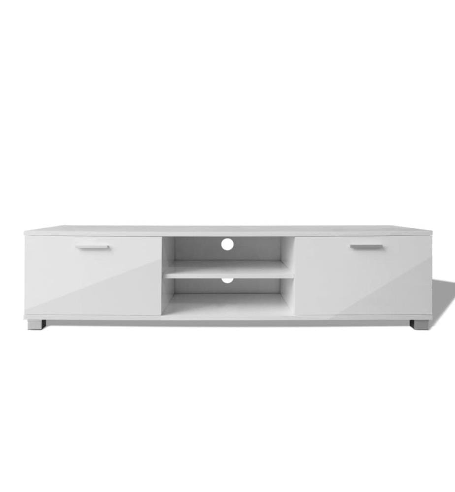 Meuble TV Blanc brillant 140x40,5x35 cm