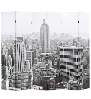 Raumteiler klappbar 228 x 170 cm New York bei Tag Schwarz-Weiss