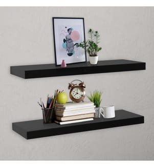 Schweberegale 2 Stk. Schwarz 100x20x3,8 cm