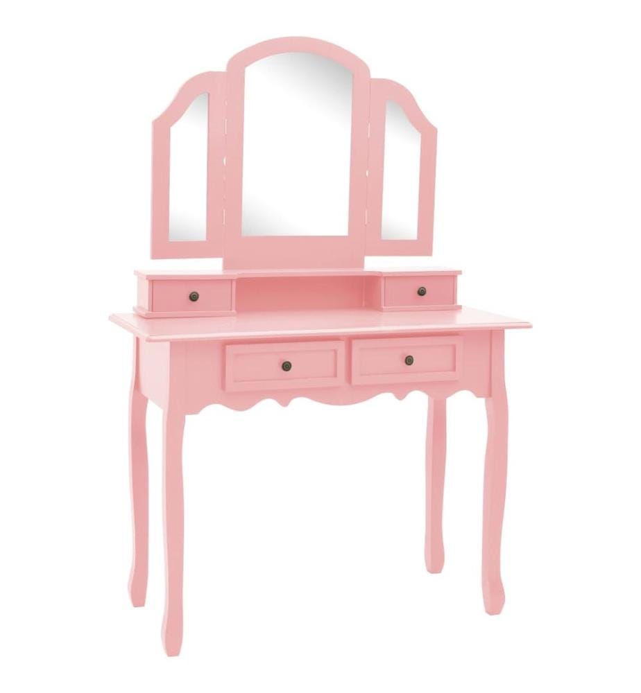 Ensemble de coiffeuse et tabouret Rose 100x40x146 cm Paulownia