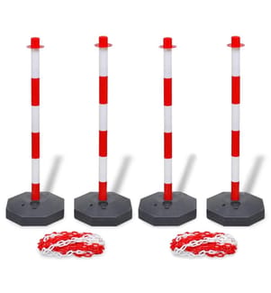 Set von 4 Absperrpfosten und 2 Kunststoff-Ketten von je 10 m