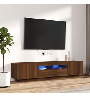 2-tlg. TV-Schrank-Set LED-Leuchten Braun Eiche Holzwerkstoff