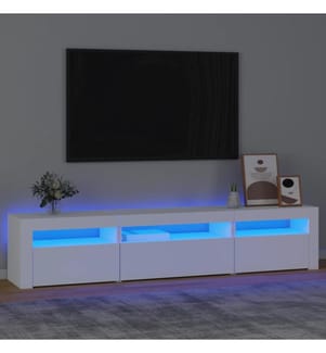 TV-Schrank mit LED-Leuchten Weiss 195x35x40 cm