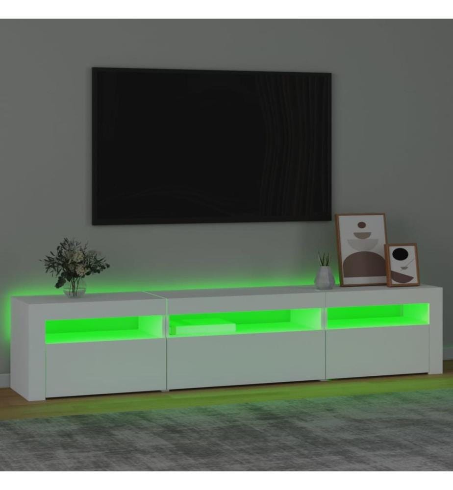 TV-Schrank mit LED-Leuchten Weiss 195x35x40 cm