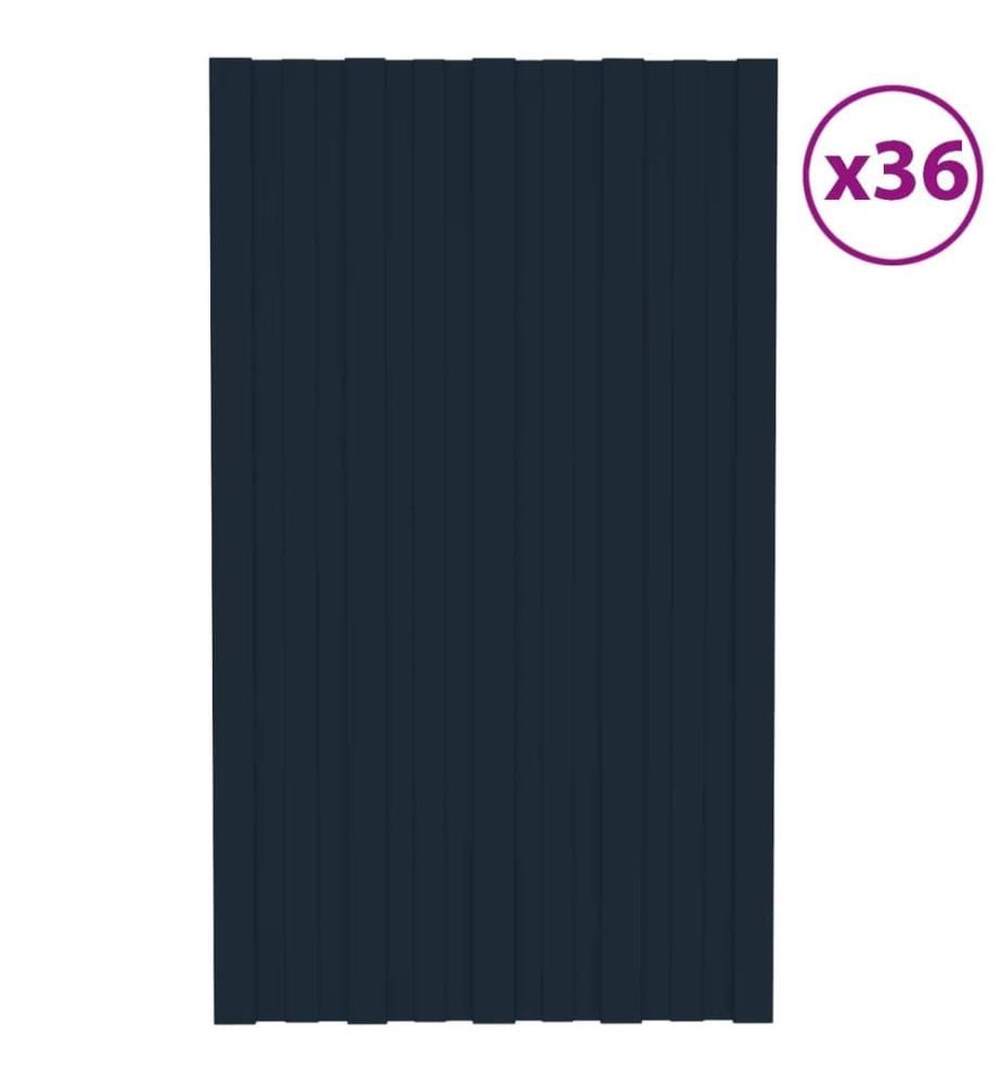 Dachpaneele 36 Stk. Verzinkter Stahl Anthrazit 80x45 cm