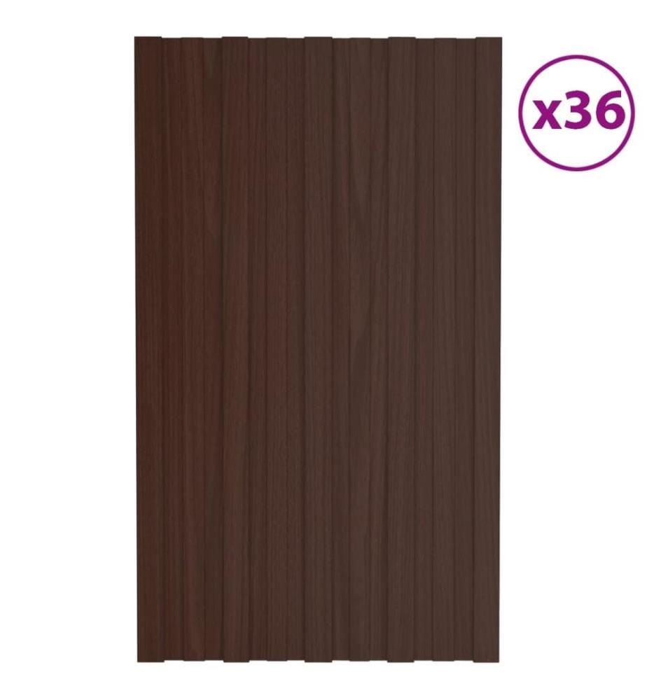Dachpaneele 36 Stk. Verzinkter Stahl Braun 80x45 cm