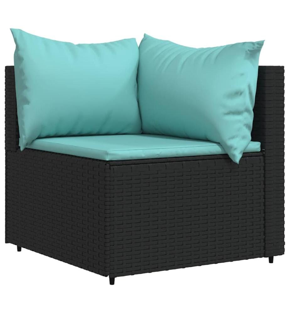 Garten-Ecksofas mit Kissen 2 Stk. Schwarz Poly Rattan