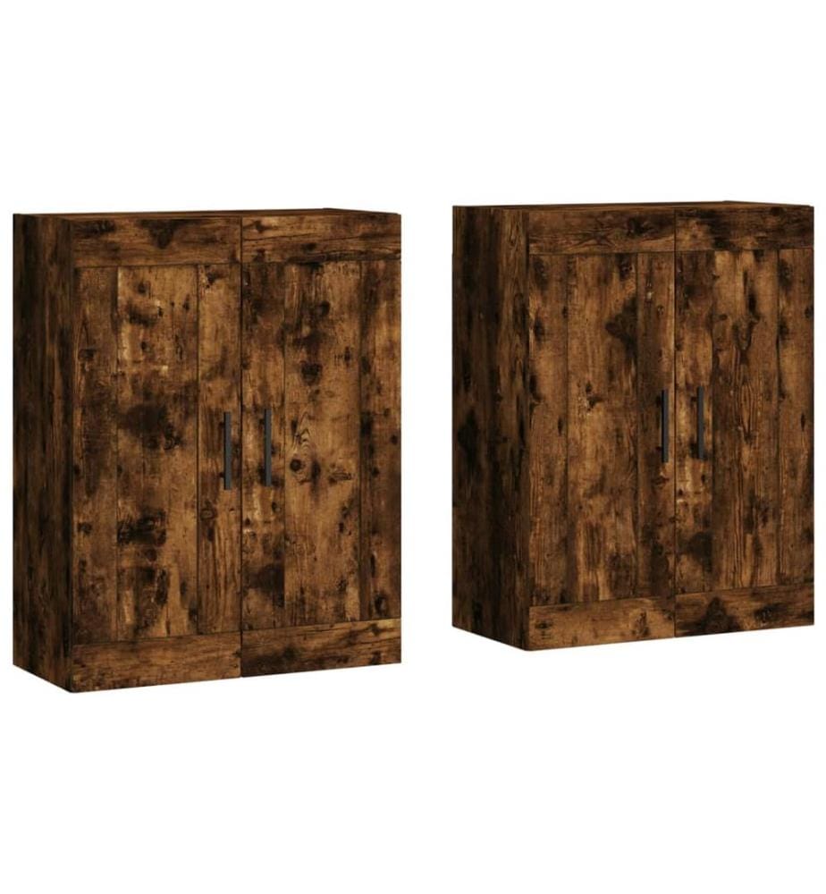 Wandschränke 2 Stk. Räuchereiche Holzwerkstoff