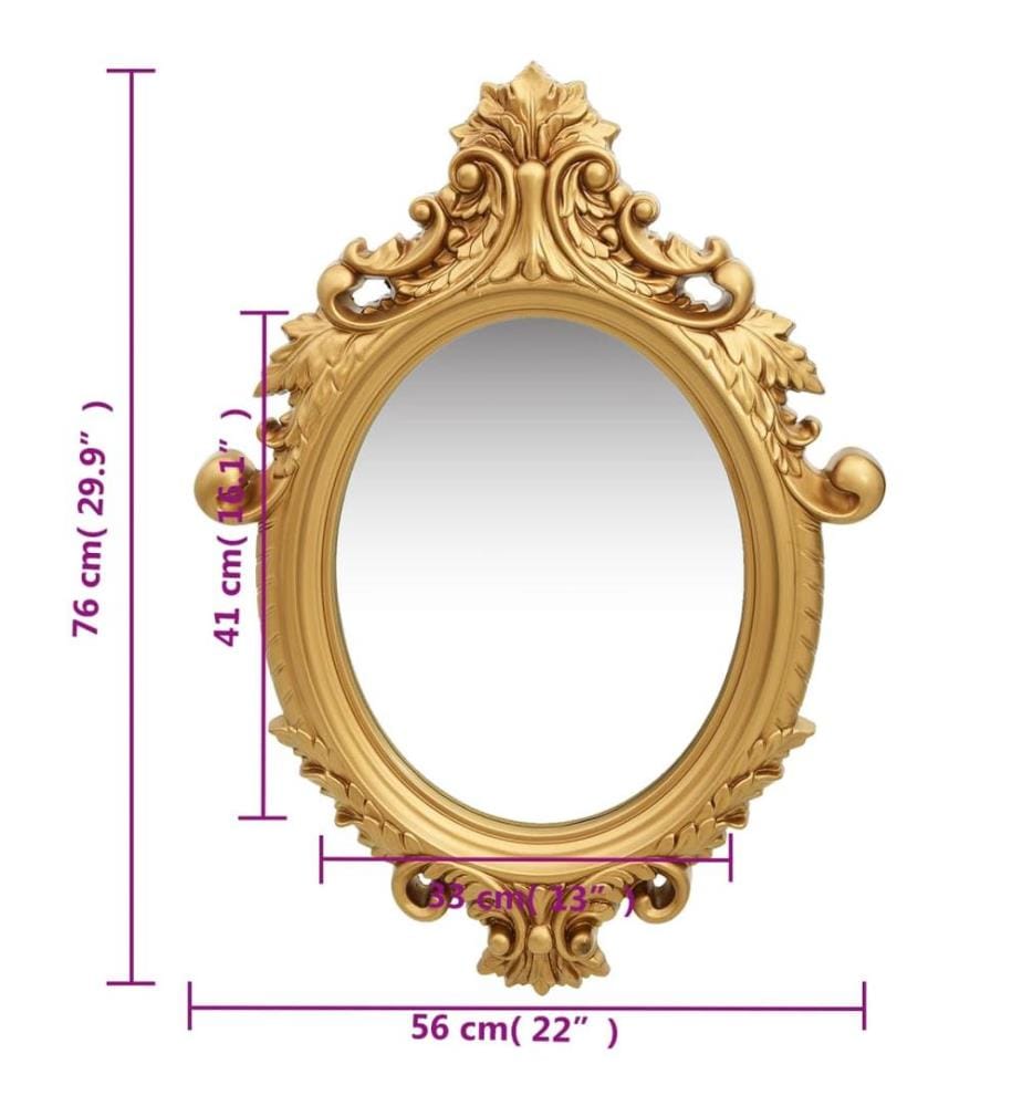 Miroir mural style château 56x76 cm Doré