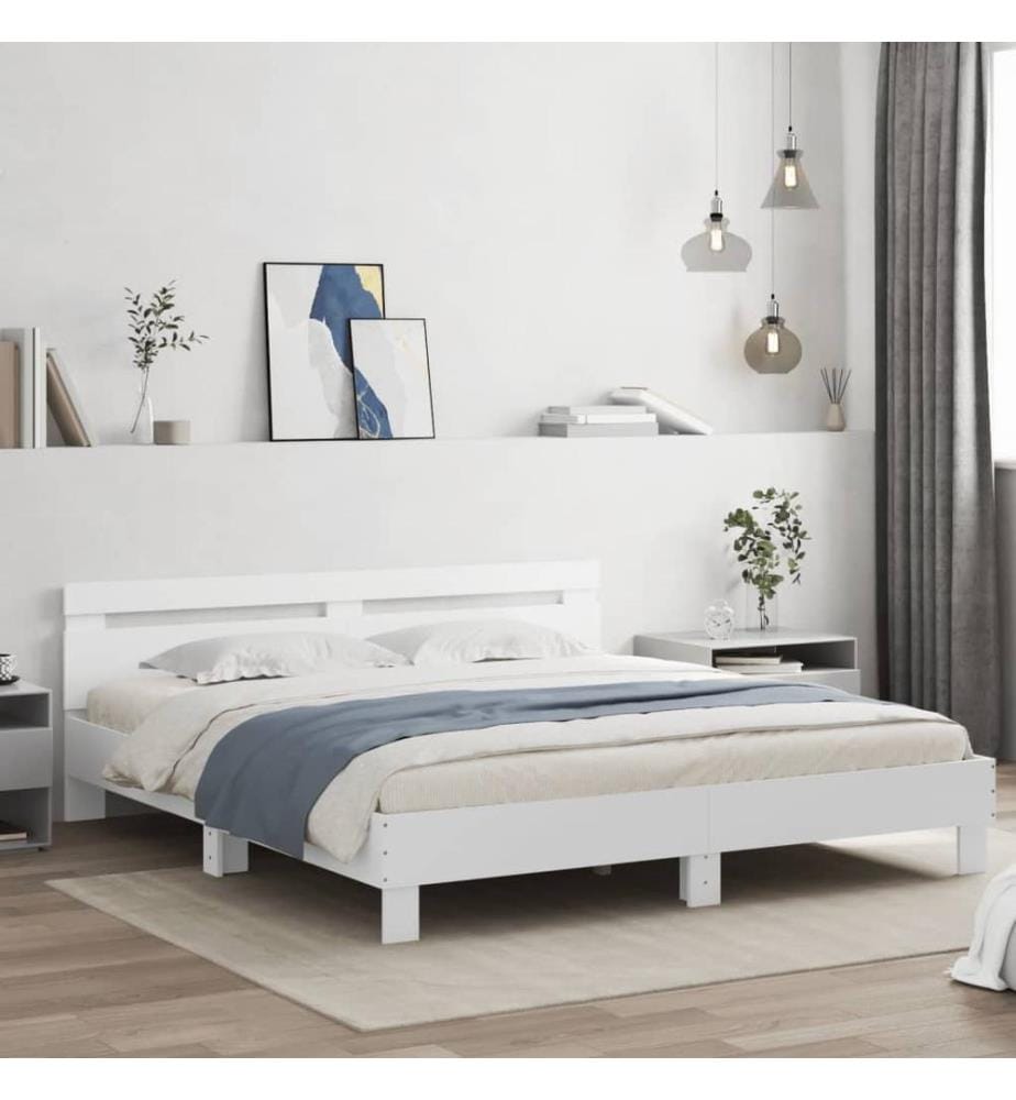 Cadre de lit sans matelas blanc 160x200 cm