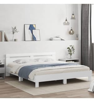 Bettgestell mit Kopfteil Weiss 160x200 cm Holzwerkstoff