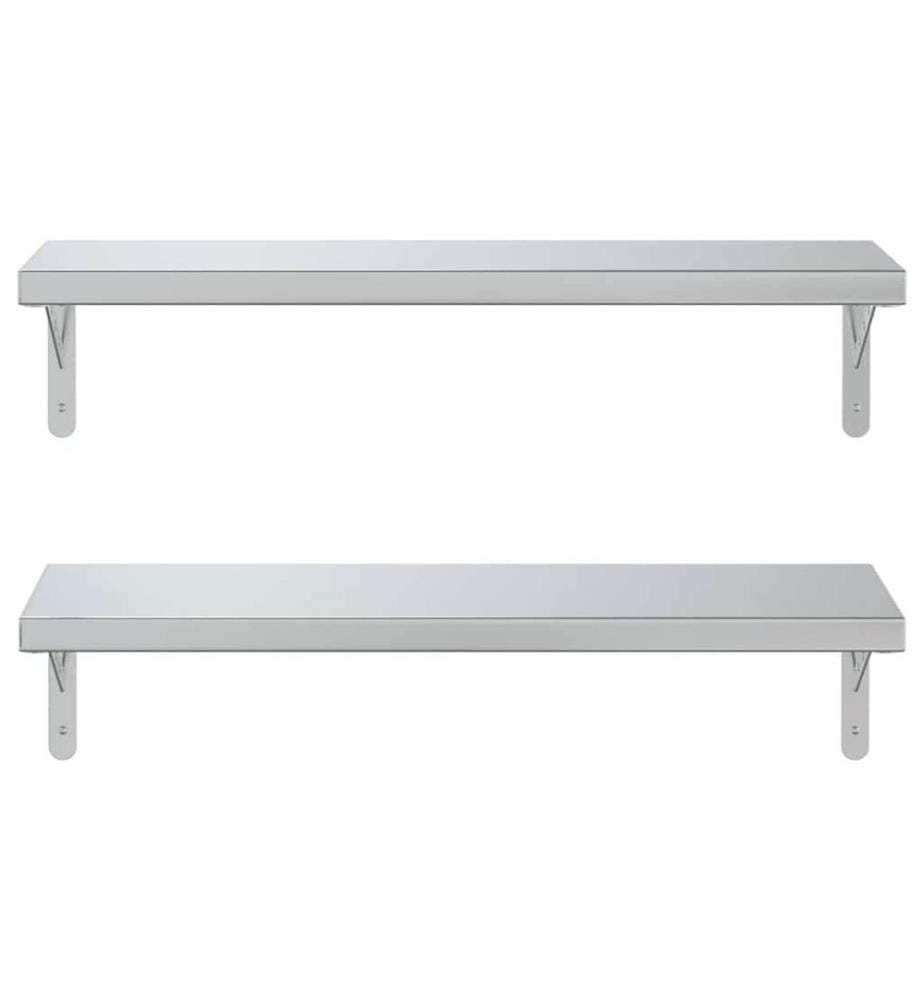 Wandregale 2 Stk. 75x23,5 cm Silbern Edelstahl