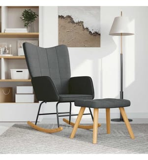 Schaukelsessel mit Hocker Dunkelgrau Stoff