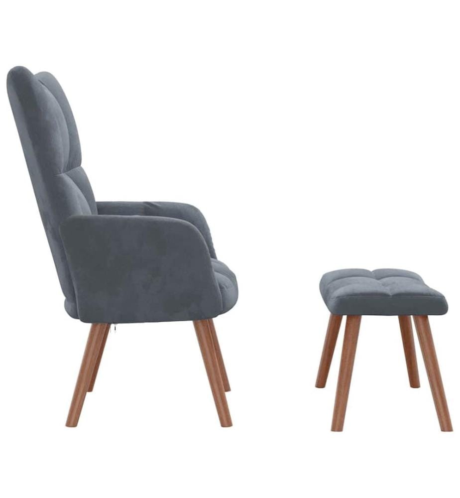 Relaxsessel mit Hocker Dunkelgrau Samt