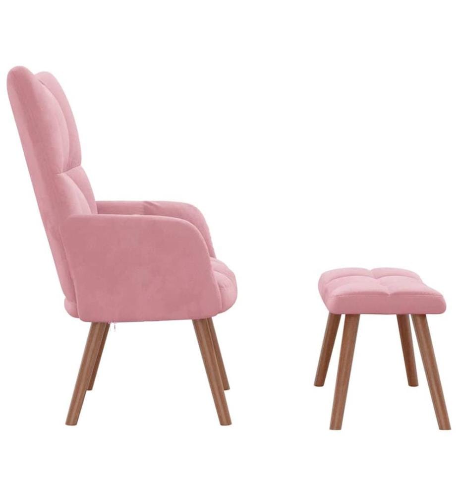 Relaxsessel mit Hocker Rosa Samt