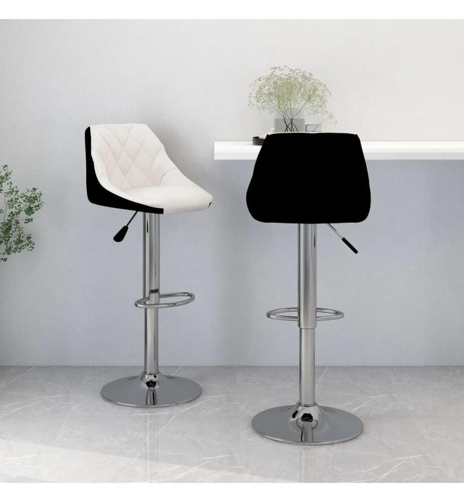 Barhocker 2 Stk. Weiss und Schwarz Kunstleder