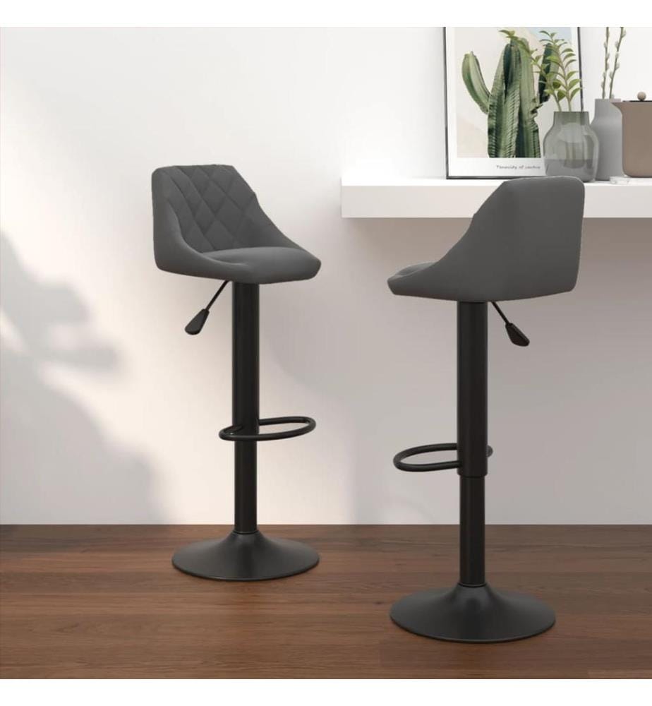 Barhocker 2 Stk. Dunkelgrau Samt