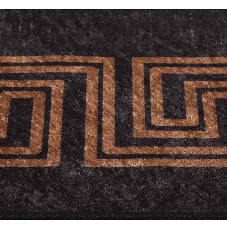 Tapis lavable antidérapant 80x300 cm Noir et doré