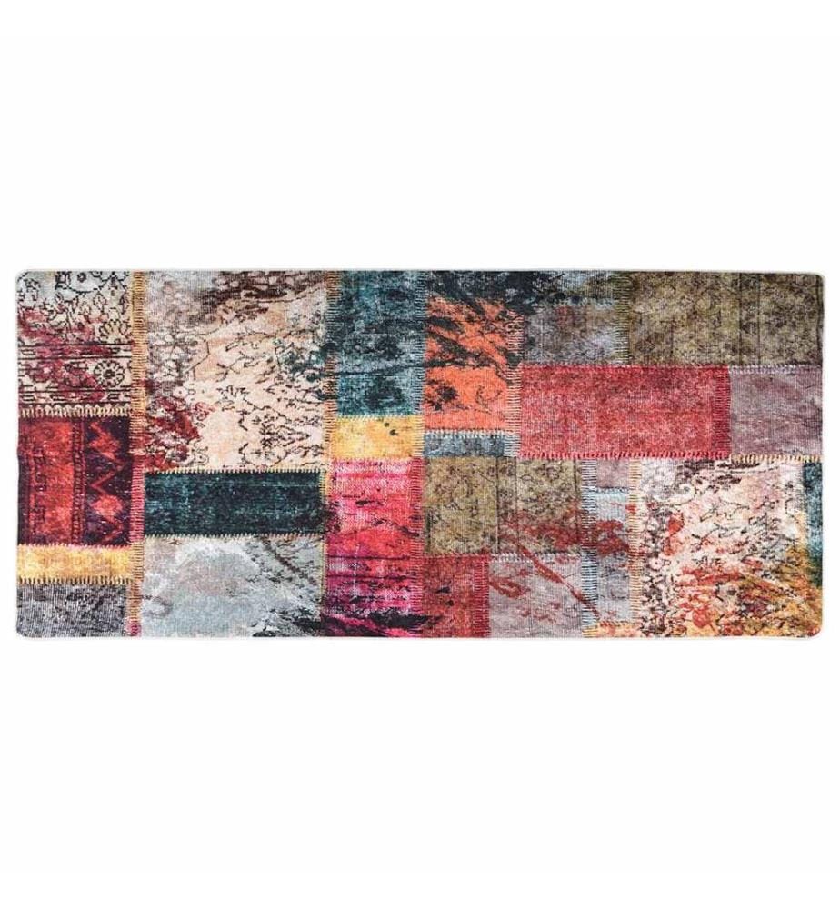 Teppich Waschbar Patchwork 80x300 cm Mehrfarbig Rutschfest