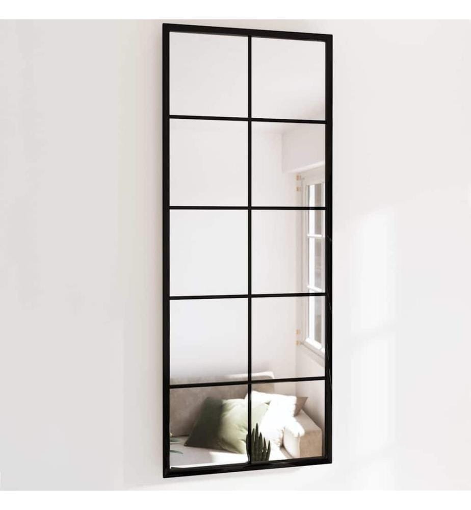 Miroir mural noir 100x40 cm métal