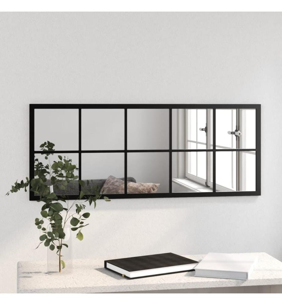 Miroir mural noir 100x40 cm métal