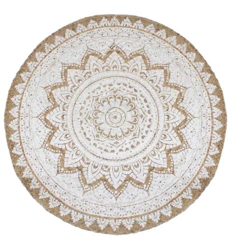Tapis de sol Jute tressée imprimée 180 cm Rond