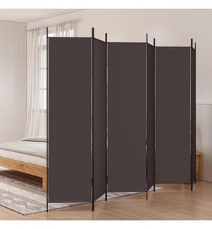 6-tlg. Paravent Braun 300x200 cm Stoff