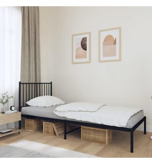 Bettgestell mit Kopfteil Metall Schwarz 90x190 cm