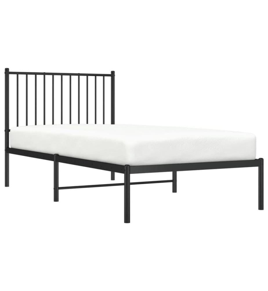 Bettgestell mit Kopfteil Metall Schwarz 90x190 cm