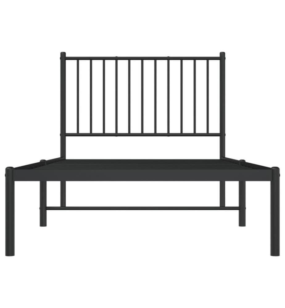 Bettgestell mit Kopfteil Metall Schwarz 90x190 cm