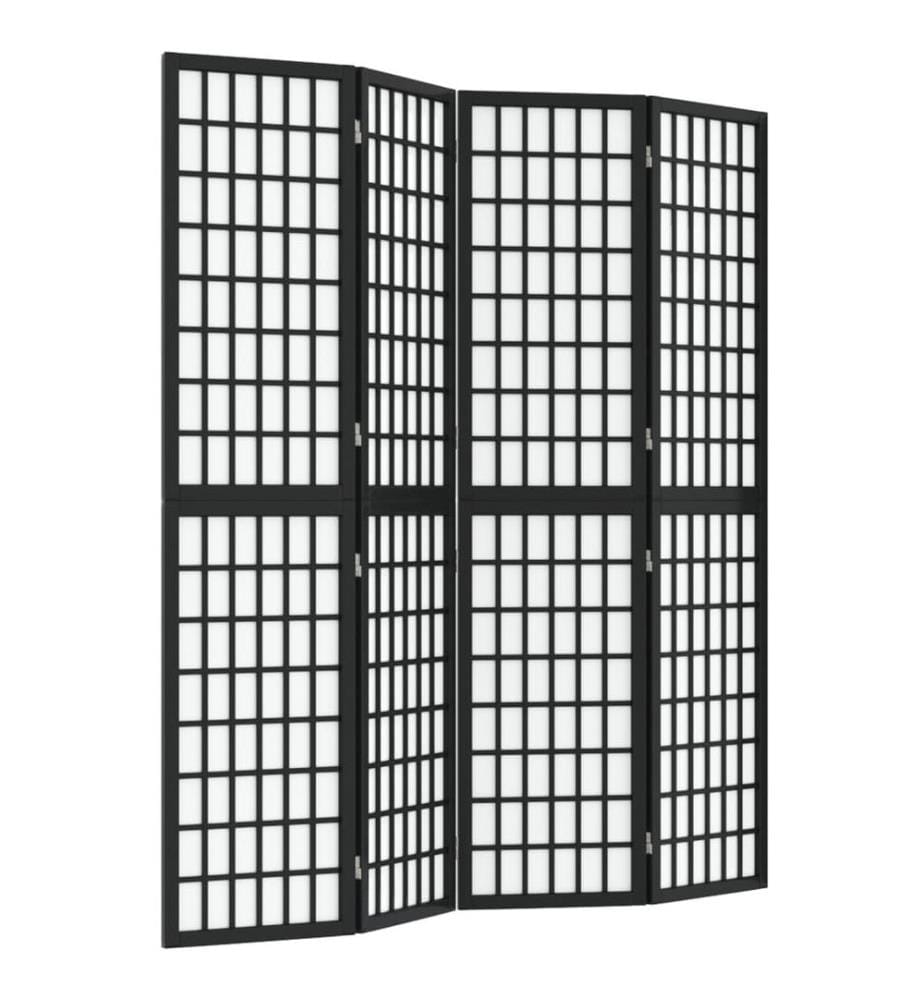 Cloison de séparation pliable 4 panneaux 160x170 cm Noir