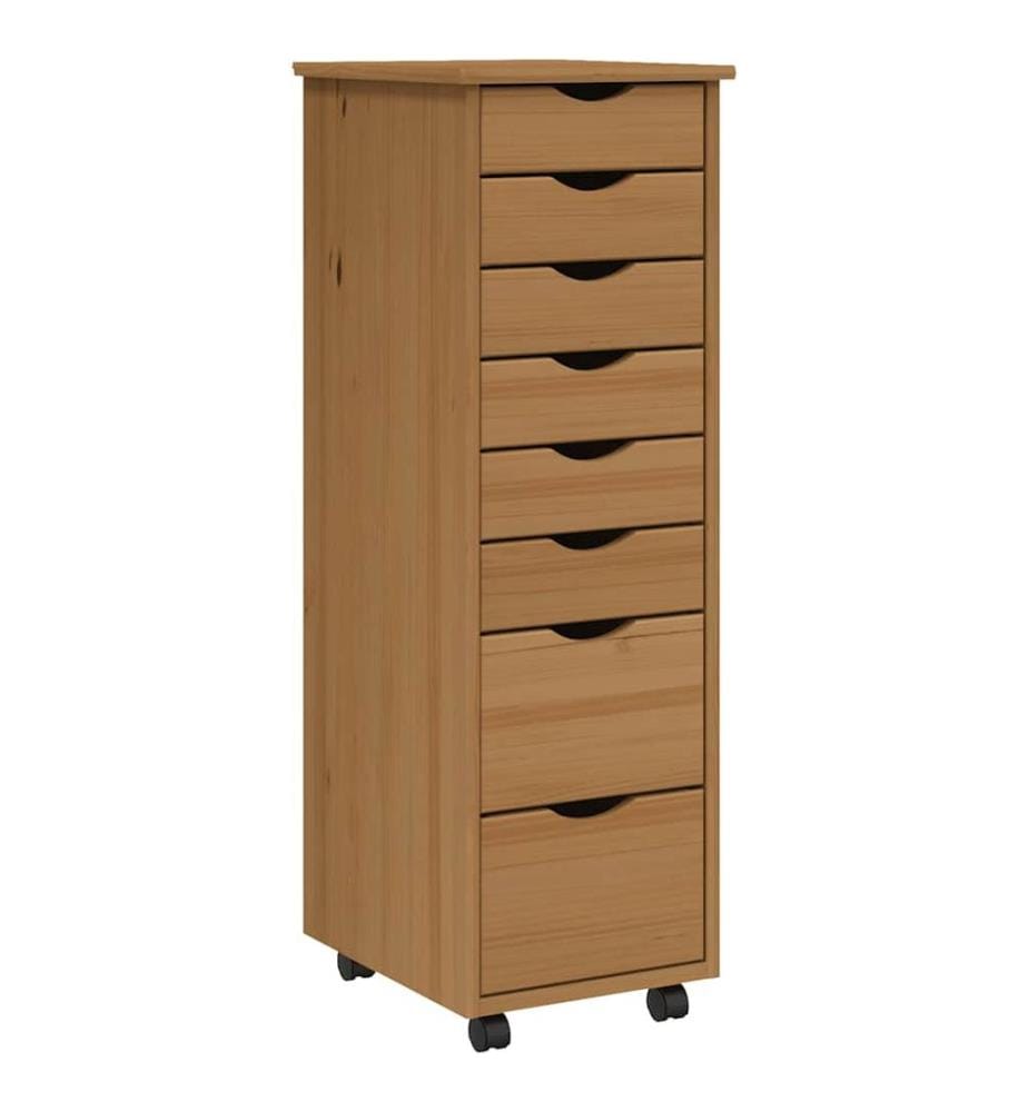 Rollschrank mit Schubladen MOSS Honigbraun Massivholz Kiefer