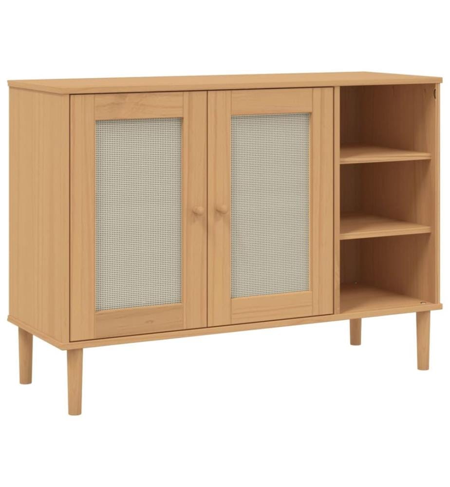 Sideboard SENJA Rattan-Optik Braun 112x40x80 cm Kiefernholz