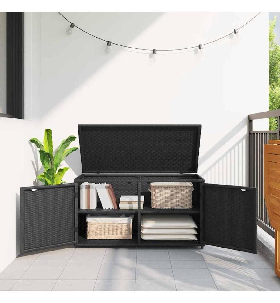 Gartenschrank Schwarz 110x55x60,5 cm Poly Rattan