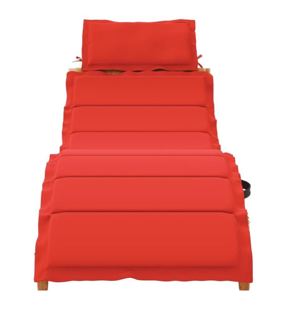 Chaise longue avec coussin rouge bois d'acacia solide