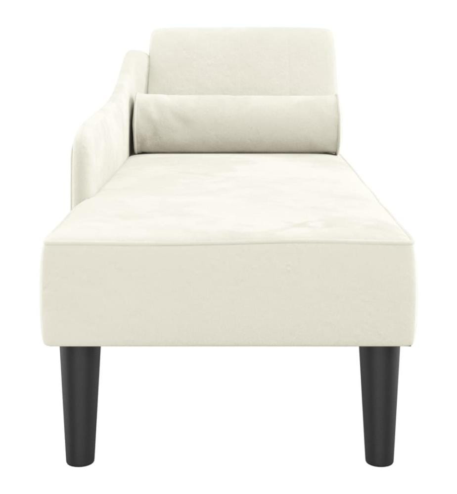 Chaise longue avec coussins crème velours