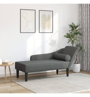Chaiselongue mit Kissen Dunkelgrau Stoff