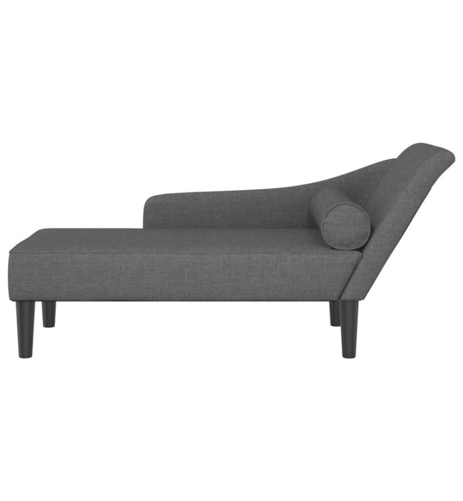 Chaiselongue mit Kissen Dunkelgrau Stoff