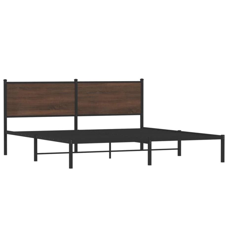 Metallbett ohne Matratze Braun Eichen-Optik 160x200 cm