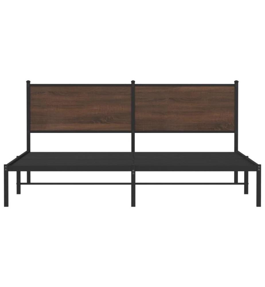 Metallbett ohne Matratze Braun Eichen-Optik 160x200 cm