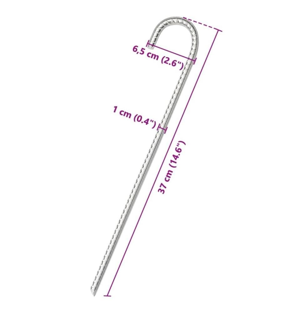 Zeltheringe 12 Stk. 37 cm Ø10 mm Verzinkter Stahl